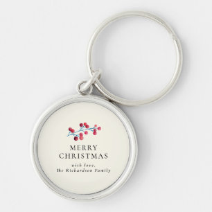 Porte-clés Holly Cherry Joyeux Noël Famille personnalisée