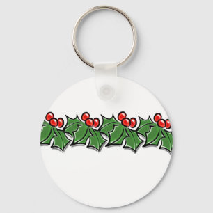 Porte-clés Holly Feuilles, Holly Berries, couronne de Noël