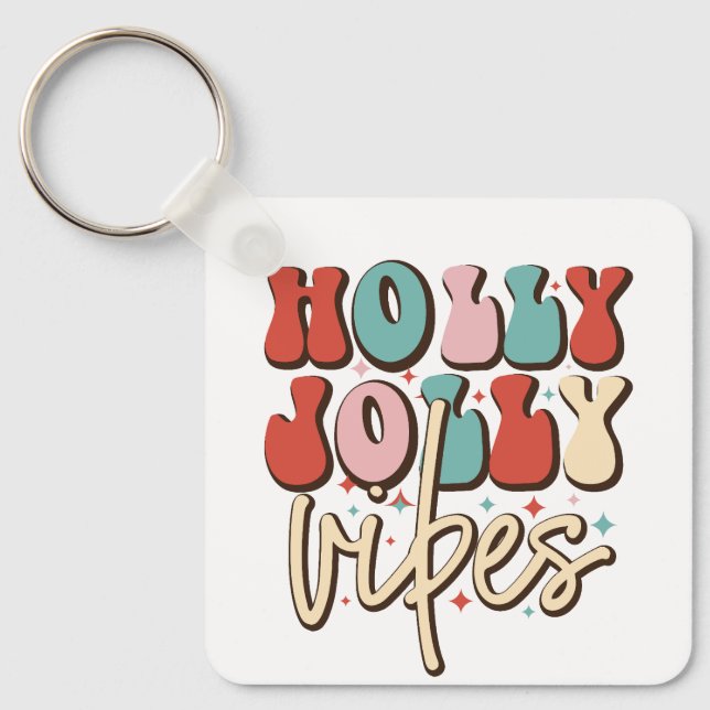 Porte-clés Holly Jolly Vibes Retro Vacances de Noël Super (Recto)
