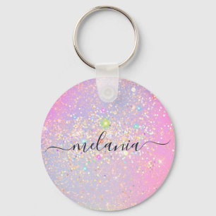 Porte-clés Holographic Glam Glitter Elegant Sparkle Rose Gold