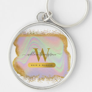 Porte-clés Holographic Gold Glitter Modern Hair & Makeup 