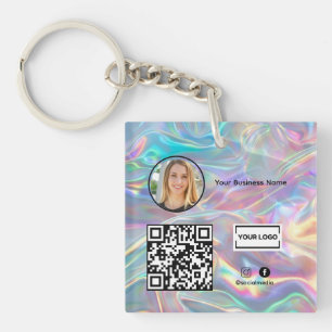 Porte-clés Holographie Ajouter logo commercial Photo Code Qr