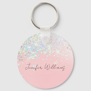 Porte-clés Holographique Parties scintillant étincelante rose