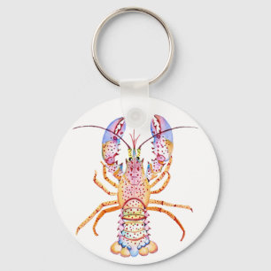 Porte-clés Homard rose et bleu