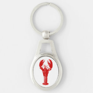 Porte-clés Homard rouge profond sur blanc