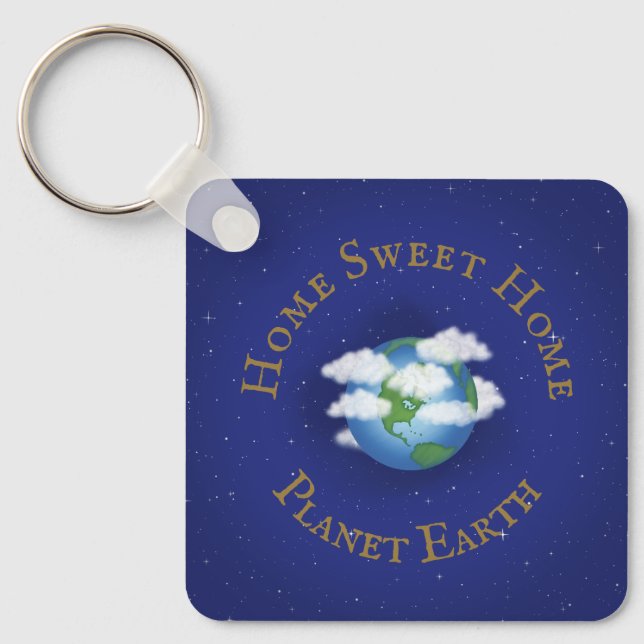 Porte-clés "Home Sweet Home Planet Earth" Astronomie lunaire (Recto)