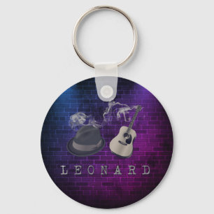 Porte-clés Hommage aux lumières violettes bleues de Leonard