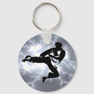 Porte-clés Homme argenté de foudre d'arts martiaux