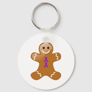 Porte-clés Homme en pain d'épices avec rubans violets