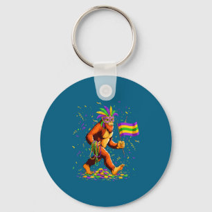 Porte-clés Hommes drôles Mardi Gras Bigfoot Sasquatch Mardi