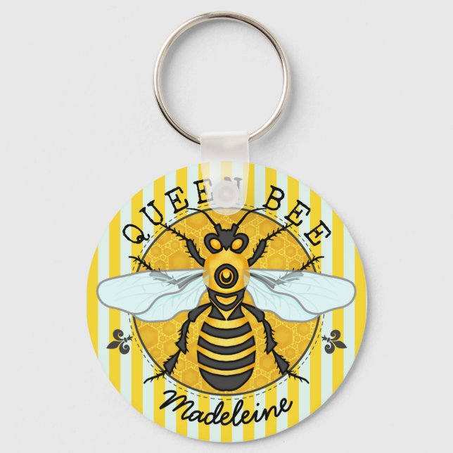 Porte-clés Honeybee Bumblebee Queen Bee Honey | Personnalisé (Recto)