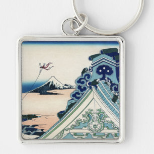 Porte-clés Honganji Temple Vista du Mont Fuji Bois japonais