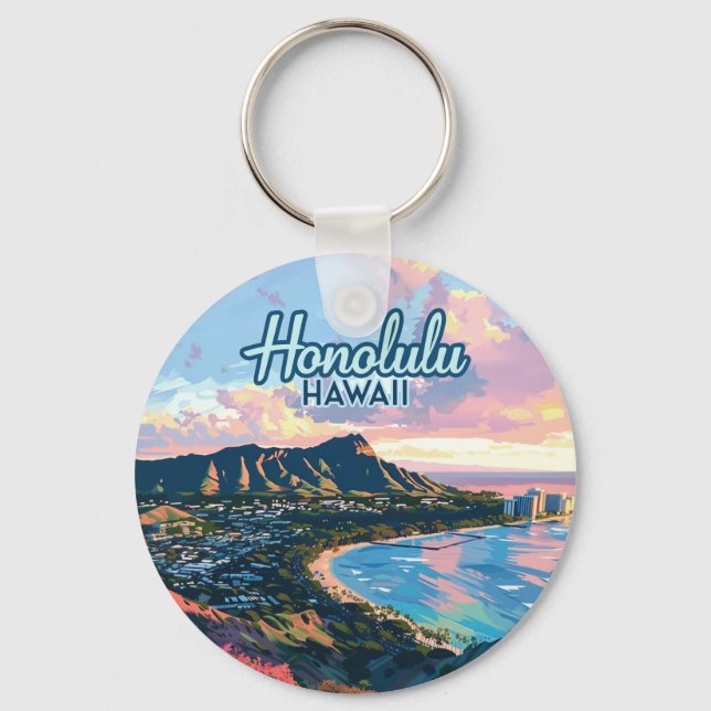 Porte-clés Honolulu Hawaii Oahu Waikiki Beach Diamondhead (Recto)