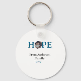 Porte-clés Hope blue holidays bold letter kids photo name yea