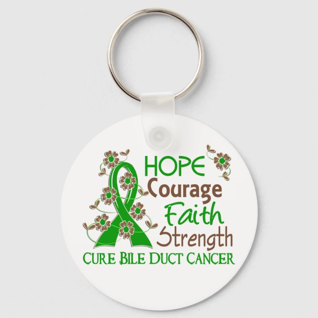 Porte-clés Hope Courage Faith Force 3 Bile Duct Cancer (Recto)