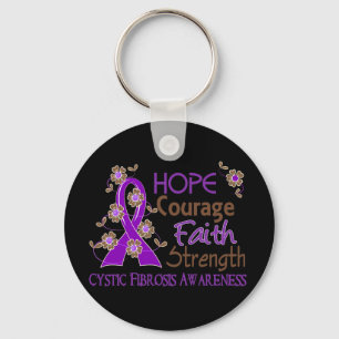 Porte-clés Hope Courage Faith Strength 3 Cystic Fibrosis