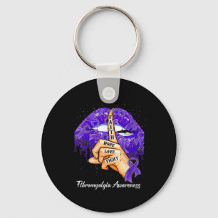 Porte-clés Hope Love Combattez Purple Ribbon Fibromyalgia