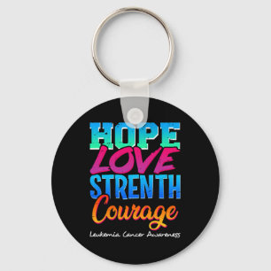 Porte-clés Hope Love Force Courage - Leucémie Cancer Aware