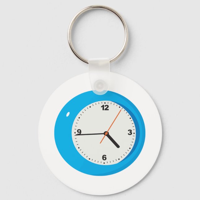 Porte-clés Horloge analogique bleue (Recto)