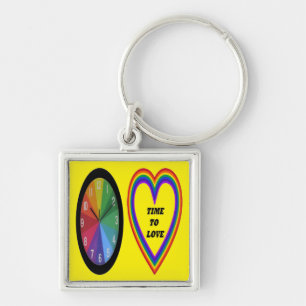Porte-clés Horloge Arc-En-Ciel porte - clé Avec Temps Coeur P