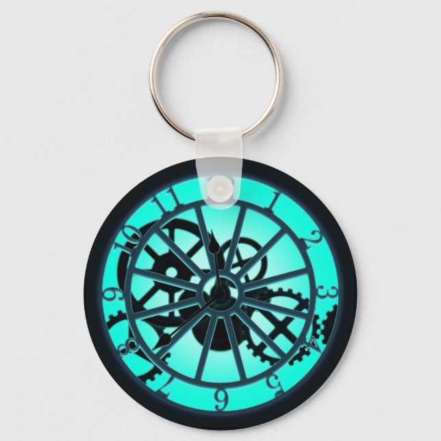 Porte-clés Horloge Gothique Steampunk Avec Engrenages Visible (Recto)