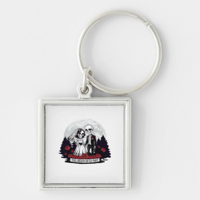 Porte-clés Horreur Valentines Jour Skeleton Couple Jusqu'à la (Devant)