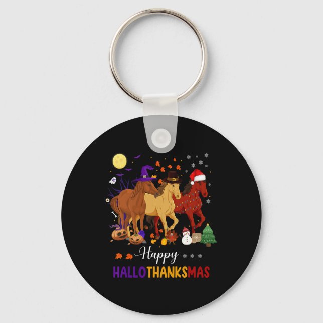 Porte-clés Horse Halloween Thanksgiving Christmas Happy Hallo (Recto)