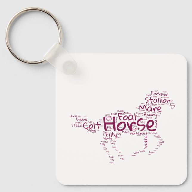 Porte-clés Horse Word Cloud Design unique en Maroon (Recto)