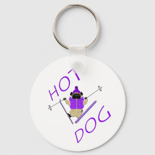 Porte-clés Hot Dog Funny Ski Carlin violet Veste et Skis