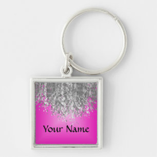 Porte-clés Hot pink and faux glitter