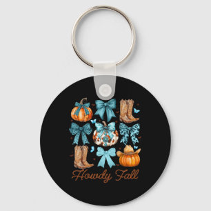 Porte-clés Howdy Fall Citrouille occidental Coquette Bow Citr