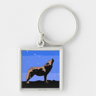 Porte-clés Howling Wolf in Winter - Original Wildlife Art