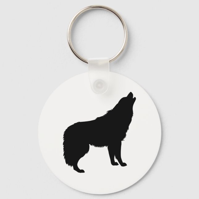 Porte-clés Howling Wolf Silhouette (Recto)