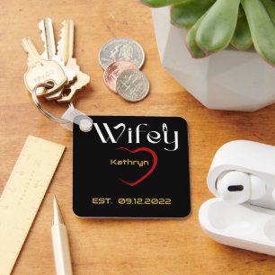 Porte-clés Hubby Wifey cadeau de l'anniversaire Mariage