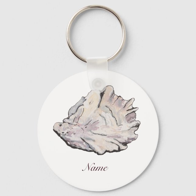 Porte-clés Huître d'aquarelle personnalisé (Recto)