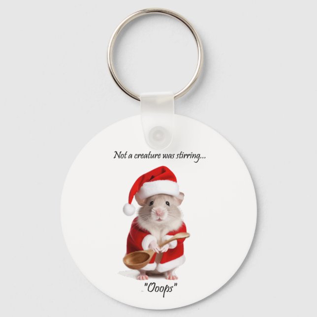 Porte-clés Humour de Noël pas une créature remuait la souris (Recto)