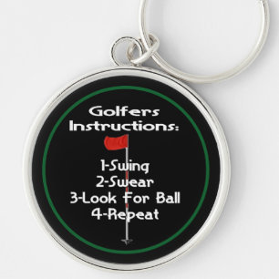 Porte-clés Humour d'instructions pour les golfeurs