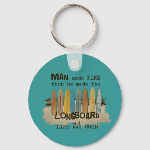 Porte-clés Humour surfant de premier homme avec Longboards