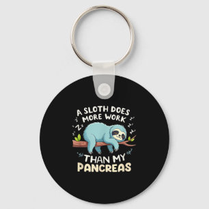 Porte-clés Humour T1D T2d A Sloth Fait Plus De Travail Que Mo