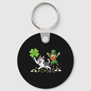 Porte-clés Husky drôle Trèfle Saint-Patrick Femmes Hommes