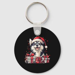 Porte-clés Husky Santa Hat Funny Noël Sibérien Husky Chien