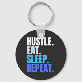 Porte-clés HUSTLE Bleu.EAT.SOMMEZ. RECOMMENCER.