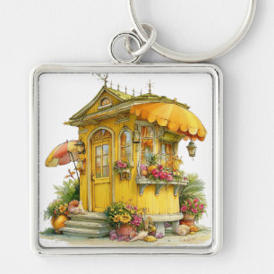 PORTE-CLÉS HUTTE DE PLAGE TROPICALE ÉTÉ JAUNE