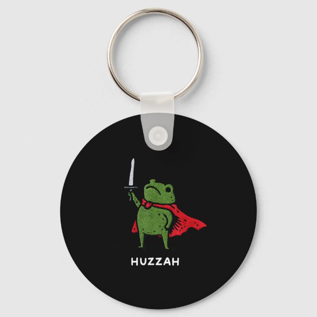 Porte-clés Huzzah Frog Knight Funny Sword Meme Quote  (Recto)