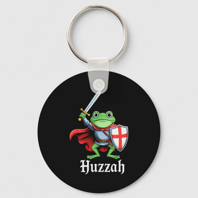 Porte-clés Huzzah Frog Knight Funny Sword Meme Quote Medieval (Recto)