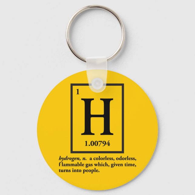 Porte-clés hydrogène - un gaz qui se transforme en humain (Recto)