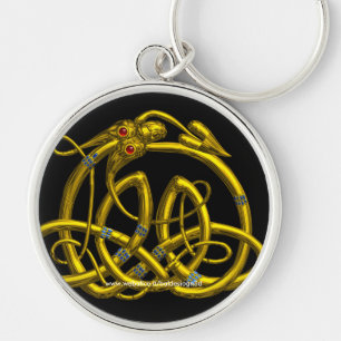 Porte-clés HYPER DRAGON Gold Celtic Knosses avec pierres préc