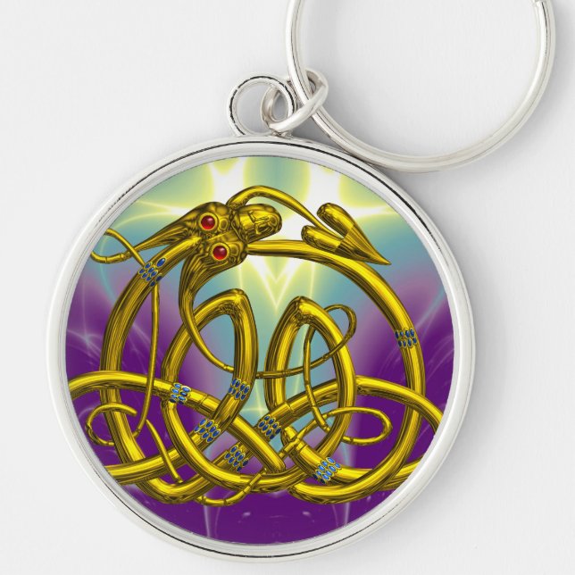 Porte-clés HYPER DRAGON Gold Celtic Knots en violet (Devant)