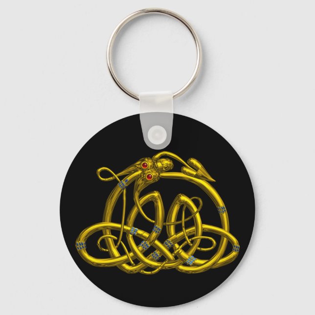 Porte-clés HYPER DRAGON Gold noeuds celtiques en noir (Recto)