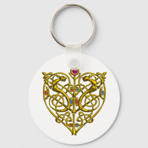 Porte-clés HYPER VALENTINE/ GOLD CELTIC KNOT COEUR Blanc